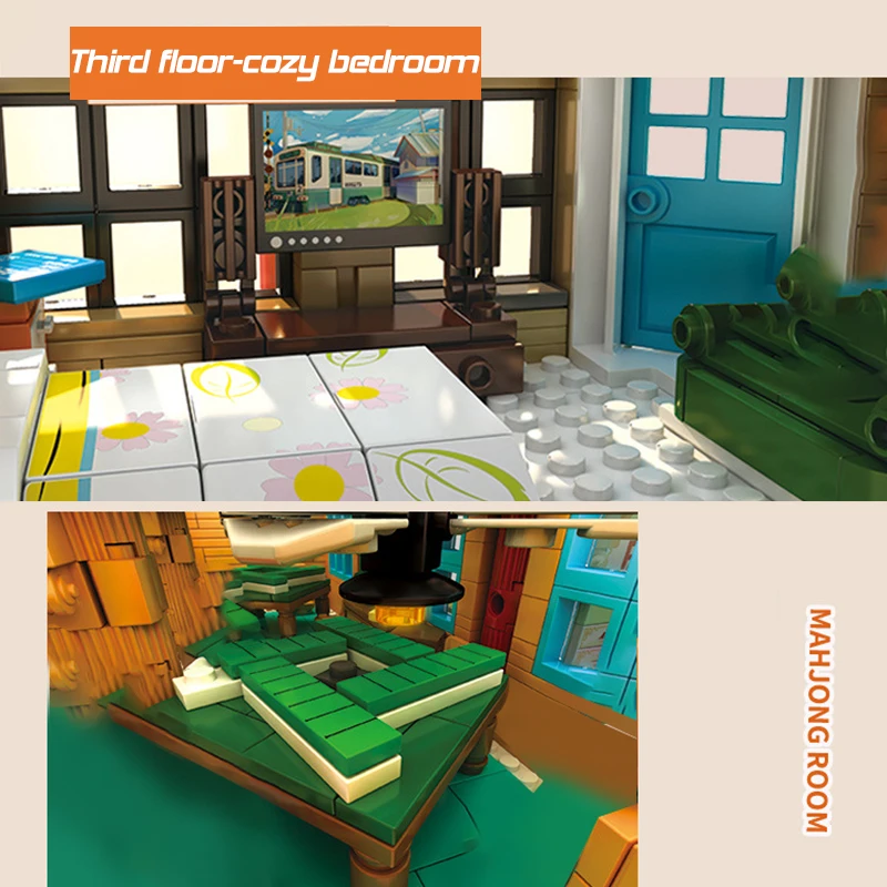 

Sembo 4039pcs MOC With Light Chinese Stalls Retro Food Store Street View House Model Building Blocks Kids Toys For Children Gift