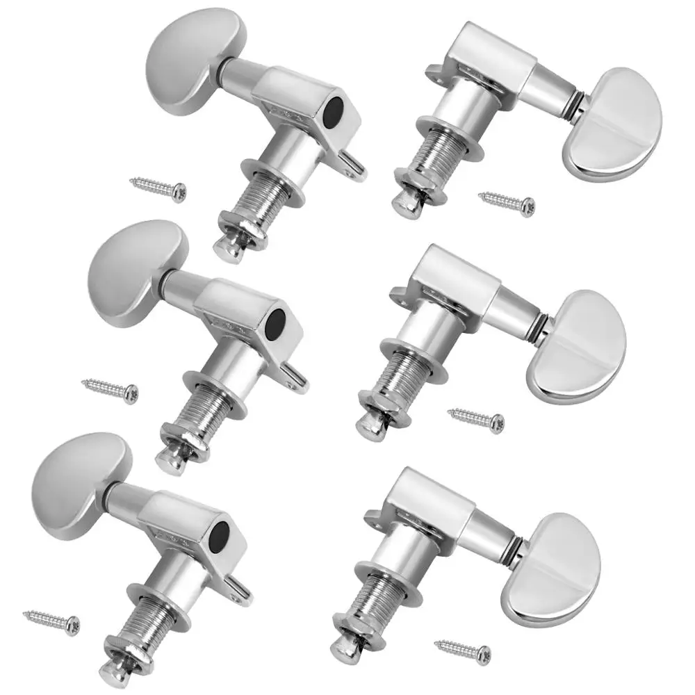 Kmise Acoustic Guitar Tuning Pegs 22.5mm*23.7mm*23.5mm 3L3R 18:1 Metal Closed Chrome 10mm Tuner Hole Parts&ampAccessories | Спорт и