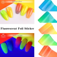 4x120cm fluorescence rainbow nail art transfer stickers holographic nails decoration foil manicure transfer paper accessories