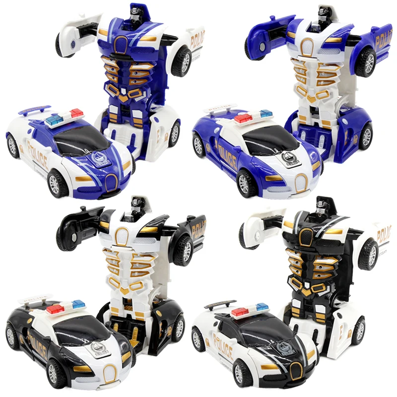 

2 IN 1 Deformation Robot Car Model Plastic Mini Transformation Robots Toy For Boys One Step Impact Vehicles Car Children Toys