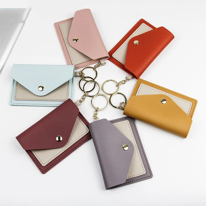 

Small Key Ring Package Candy Color Student Card Holder Envelope Card Holder Korea Style Ultra-thin Card Holder Bus Purse Wallet