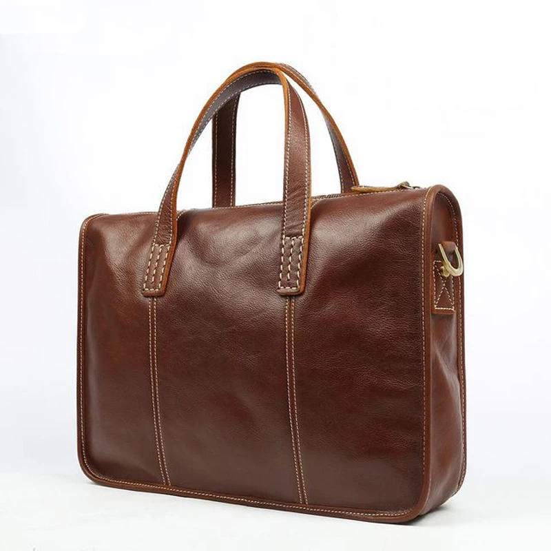 

New Vintage Men Business Briefcase Bag Genuine Leather Messenger Bag Men's Laptop Bag Male Briefcase Tote For Document 50