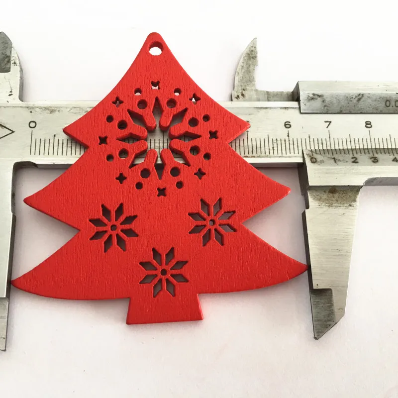10pcs-14-red-tree4 10 шт. Рождественская елка деревянные украшения Рождественские украшения для дома Navidad деревянные подвесные Подвески Noel Декор год подарки - Цвет: 10pcs-14-red-tree4