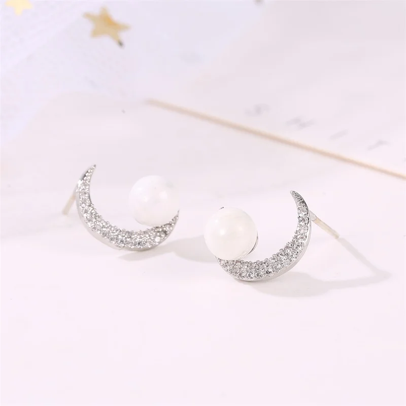 Посеребренные стразы с лунным цирконием Звездные блестящие серебряные иглы