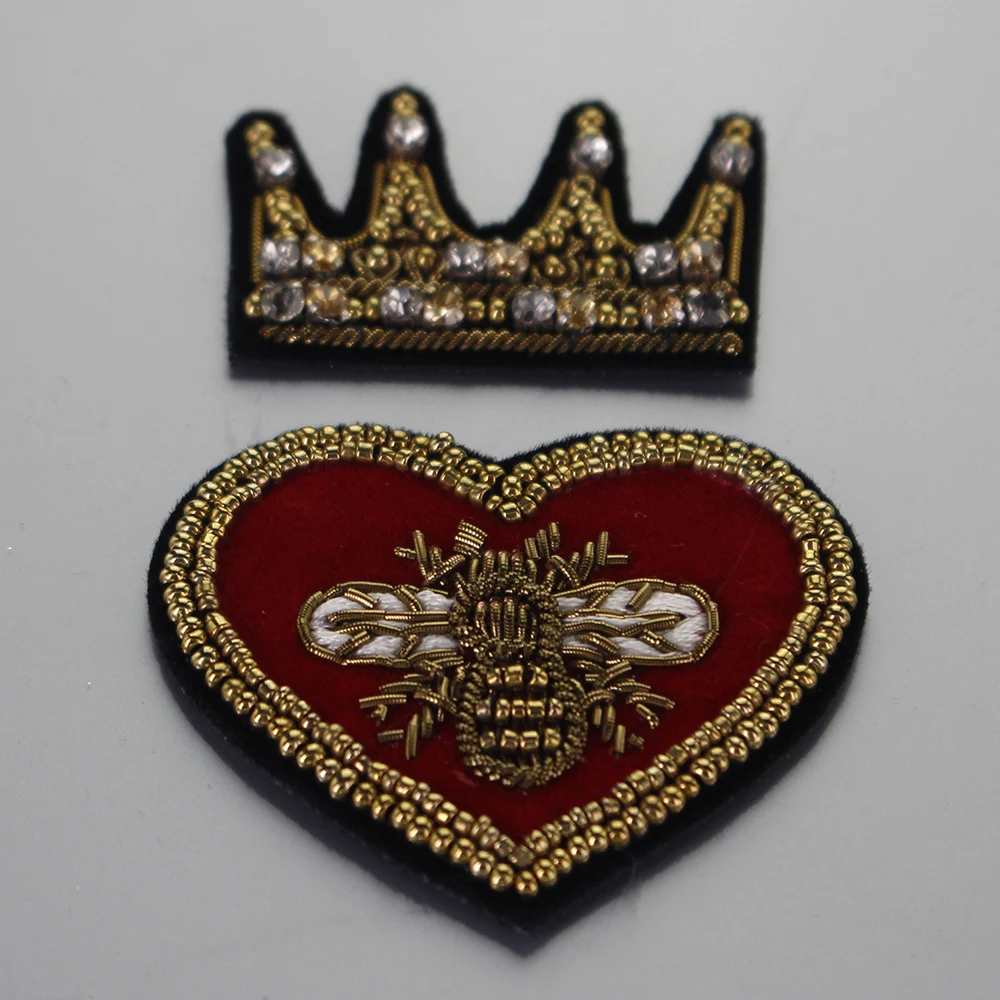 Вышитая брошь ручной работы в виде сердца из индийского шелка винтажный вышитый