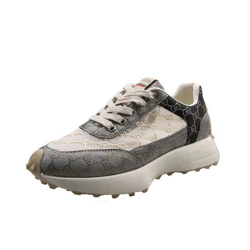 

Ladies Summer New Sports Thick-Soled Fashion Mesh Breathable Flat Shoes Casual Lace-Up Women's Vulcanized Shoes