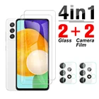 Закаленные очки 4 в 1 для samsung galaxy a12, a52, a32, a72, a22, a41, a21s, a21, a82, защитное стекло hd для экрана, Защитная пленка для камеры