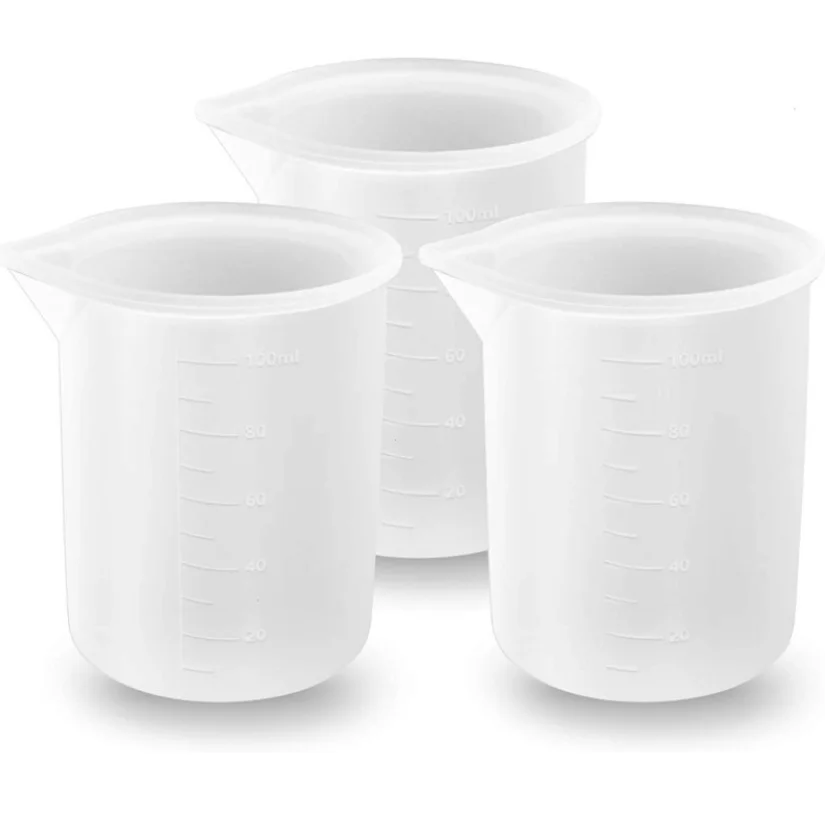 

3pcs 100ml Silicone Measuring Cups Tool Clear Graduated Epoxy Split Cup For Casting UV Resin Mold Jewelry Art Kitchen Lab