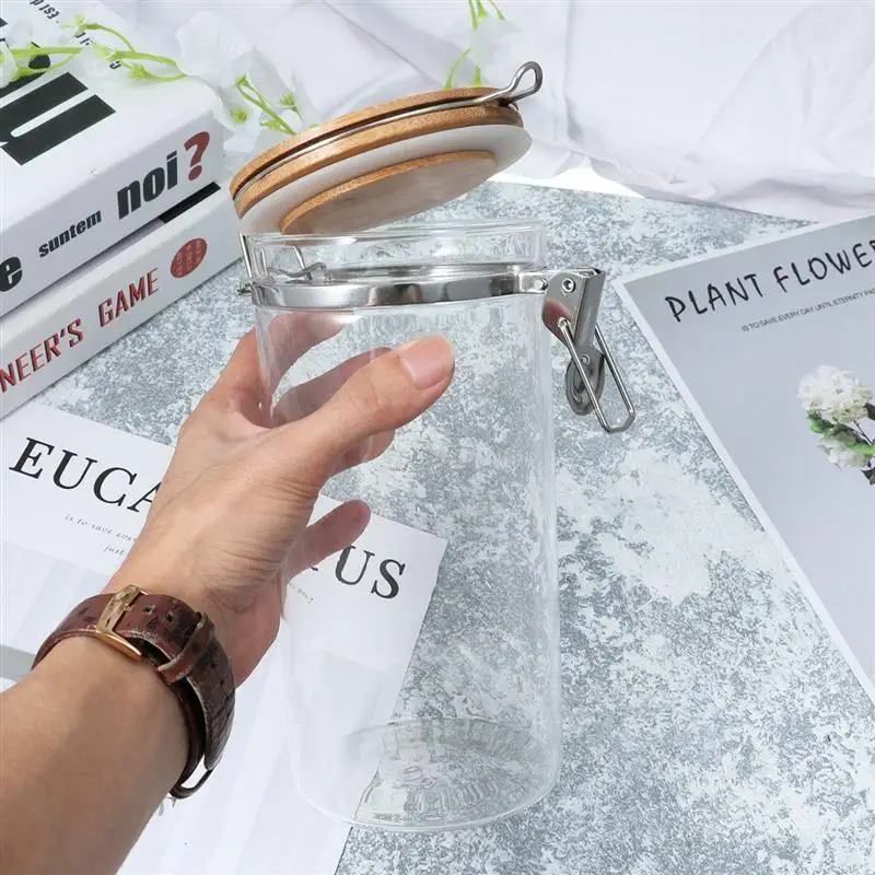 Герметичная баночка из нержавеющей стали с зажимом для хранения крышки бамбука