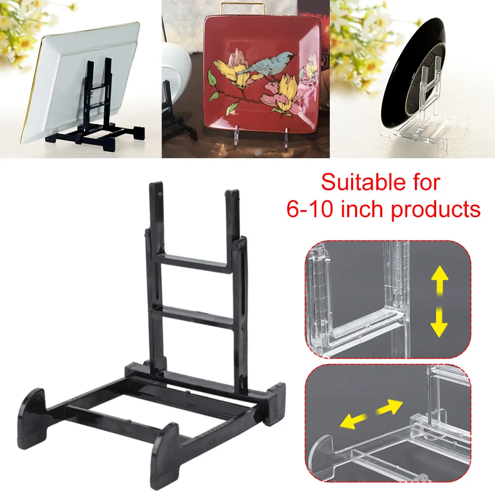 

Large Clear/Black Acrylic Adjustable Plate Bowl Tile Book Display Stand Bowl Plate Fashion Dish Plate Holder Accessories
