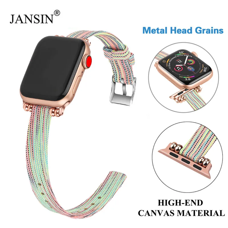 Холщовый ремешок для спортивных часов Apple Watch Band 38 мм 42 запасной браслет 4 band 40 44