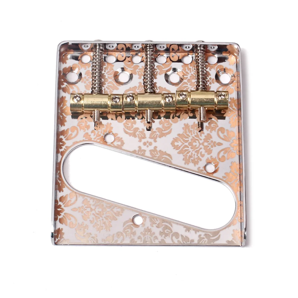 

3 Copper Saddle Ashtray Bridge with Flower Pattern for Electric Guitar B-53