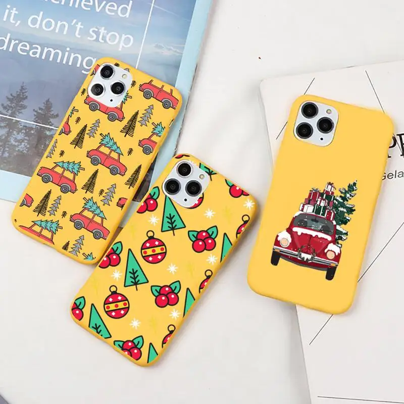 

Christmas tree Elk Santa Claus Phone Case Candy Color for iPhone 6 7 8 11 12 s mini pro X XS XR MAX Plus
