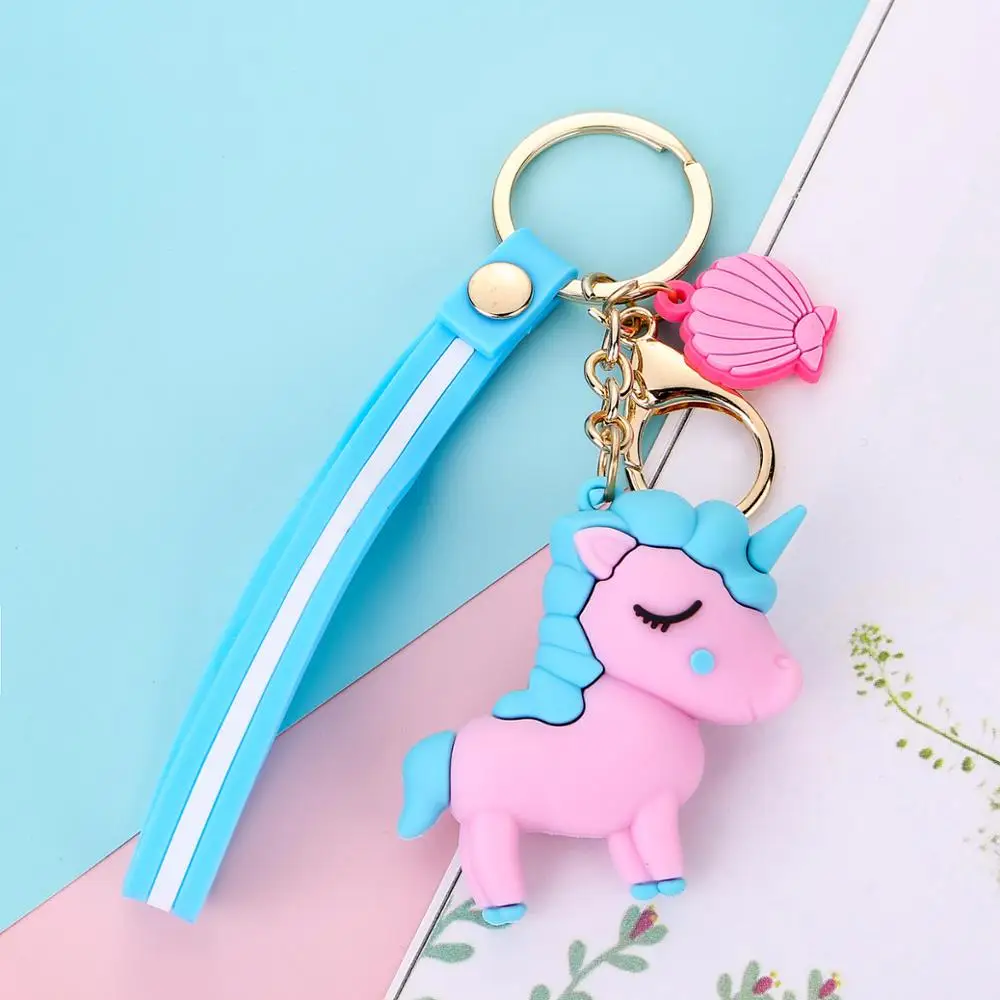 2020 милый Радужный брелок с единорогом мультяшный силиконовый животный