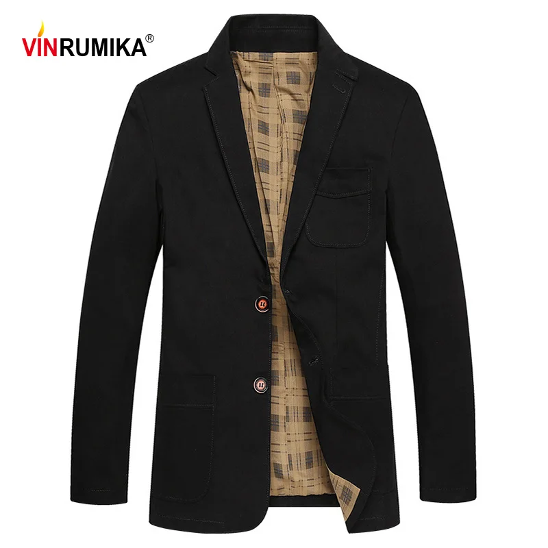 VINRUMIKA 2020 Европейский мужской весенний Повседневный брендовый черный блейзер