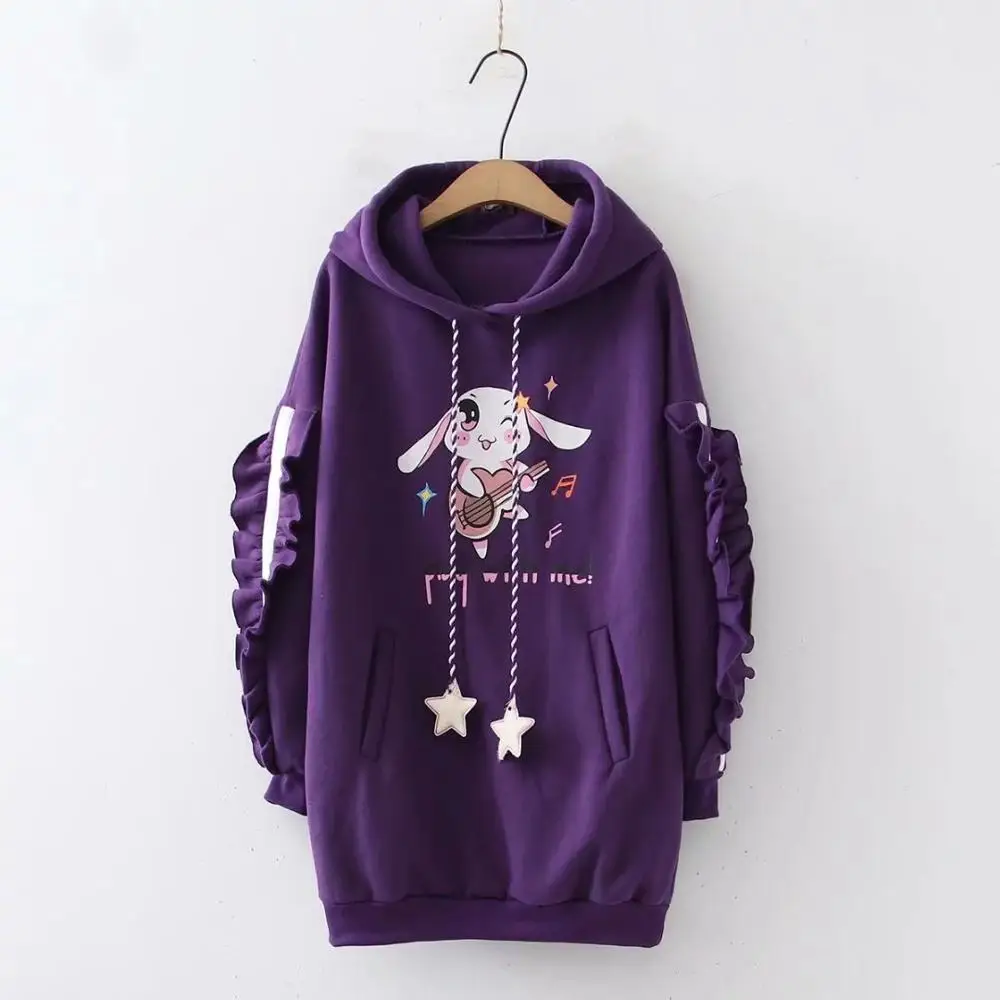 Wynne gadis/осенние женские толстовки с капюшоном и принтом кролика из мультфильма