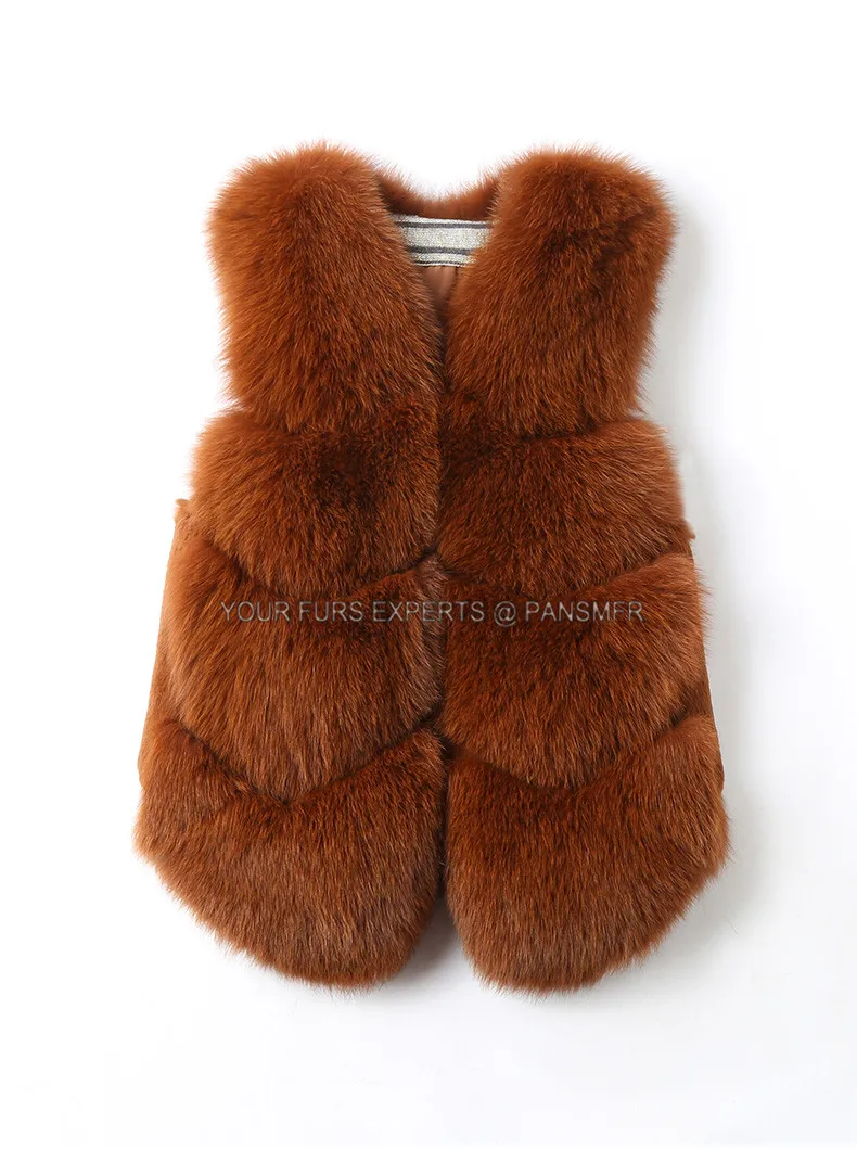 Высококачественная Роскошная жилетка из натурального меха лисы матового цвета