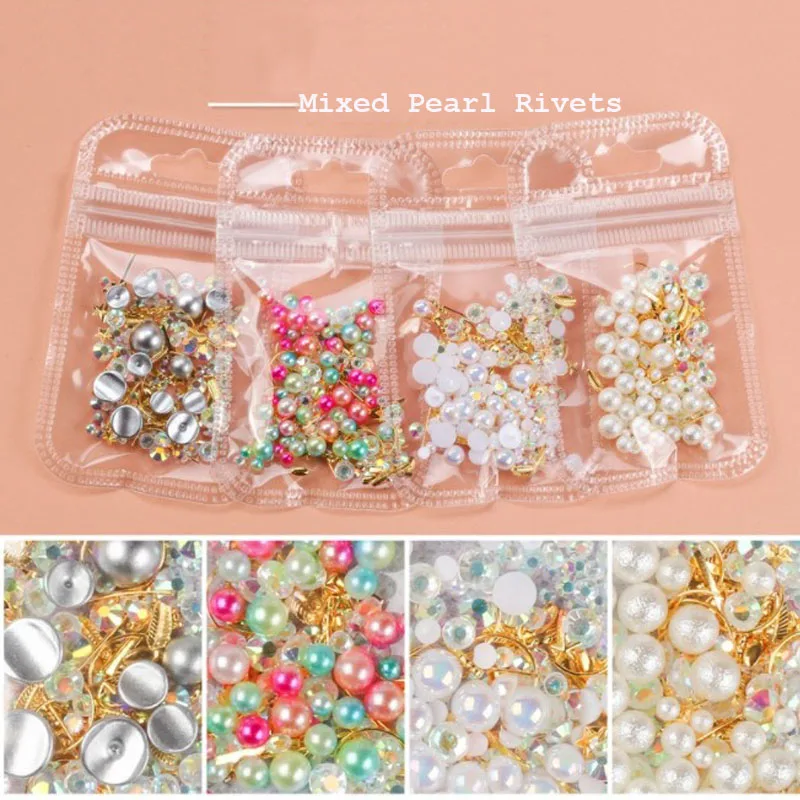 1 посылка жемчужных смешанных Металлических Заклепок цепочки в форме сердца