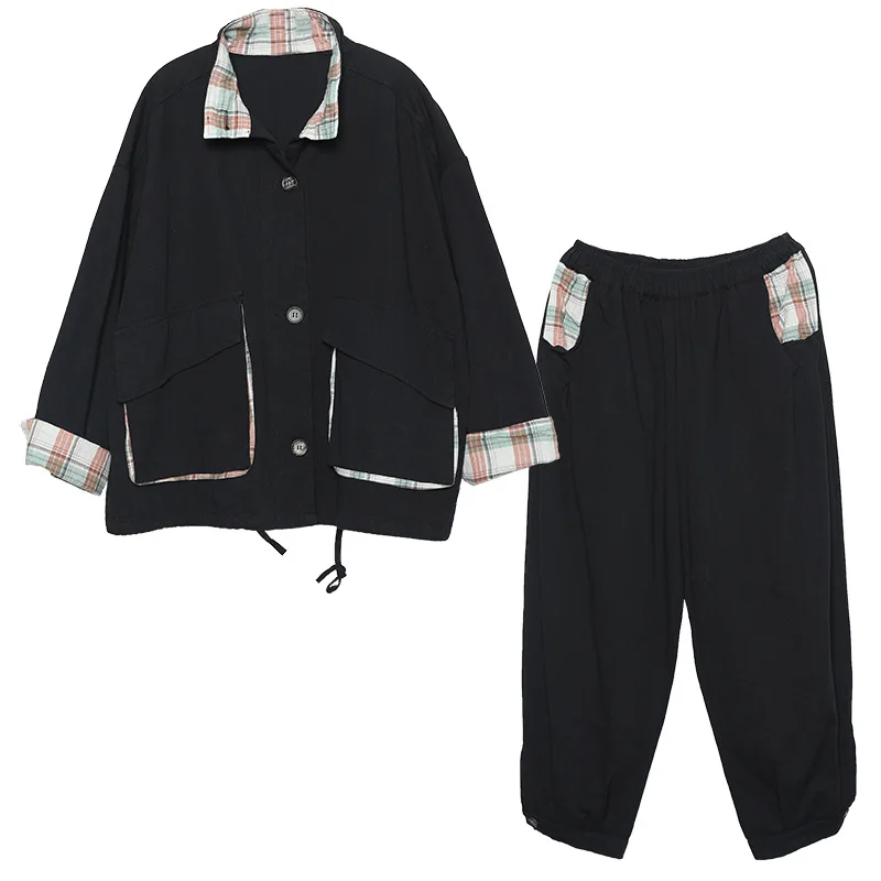 

Max LuLu 2020 Autumn Fashion Style Ladies Jackets Two Piece Sets Plaid Tops And Pants Women Casual Outfits Loose Oversized Suits