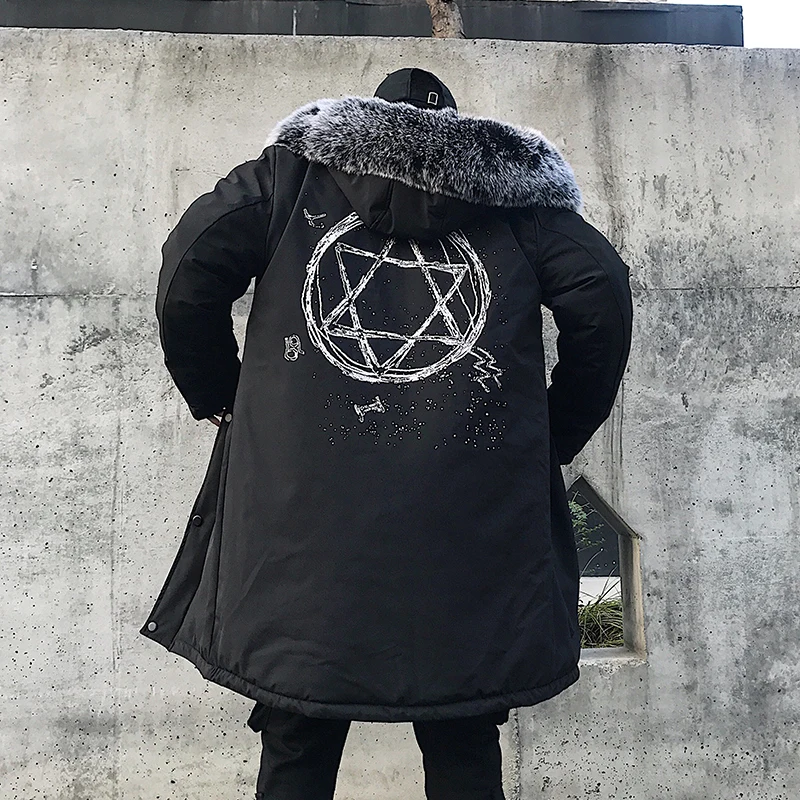 FUODRAO уличная одежда больших размеров длинные толстые мужские парки в стиле хип