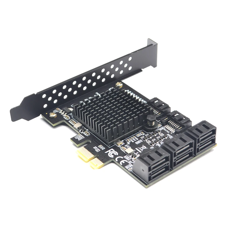 Карта расширения PCIE SATA III 8 портов PCIe 2 0x1 6G с низкопрофильной опорой поддержка Win10