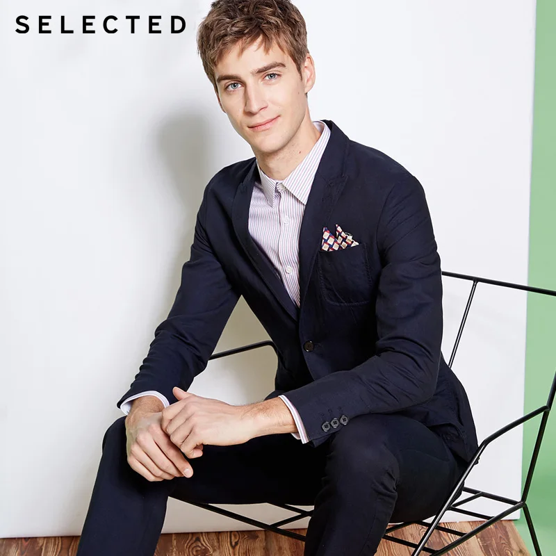 Мужской деловой костюм из хлопка и льна | 418272505 Мужская одежда