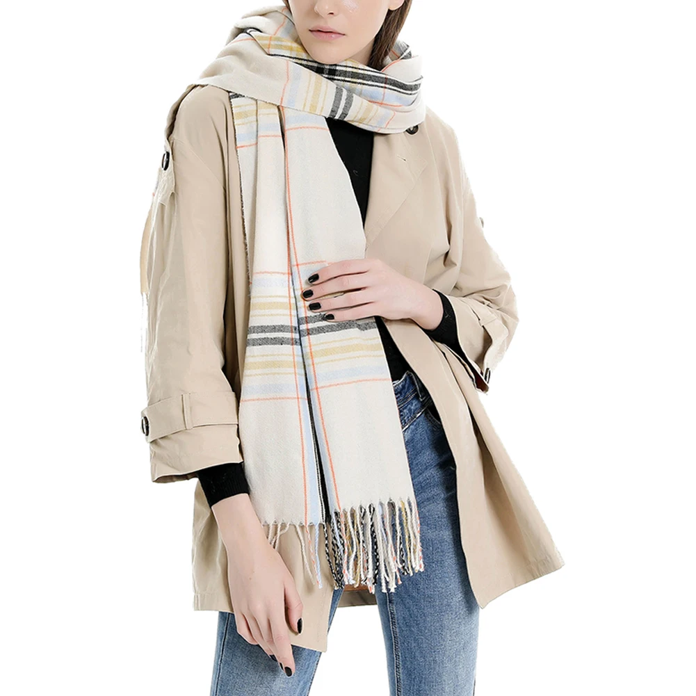 

2020 Unisex plaid cashmere women scarf winter warm shawl Warm Long Shawl Large Scarf soft long tassel female Knit Plaid Scarf