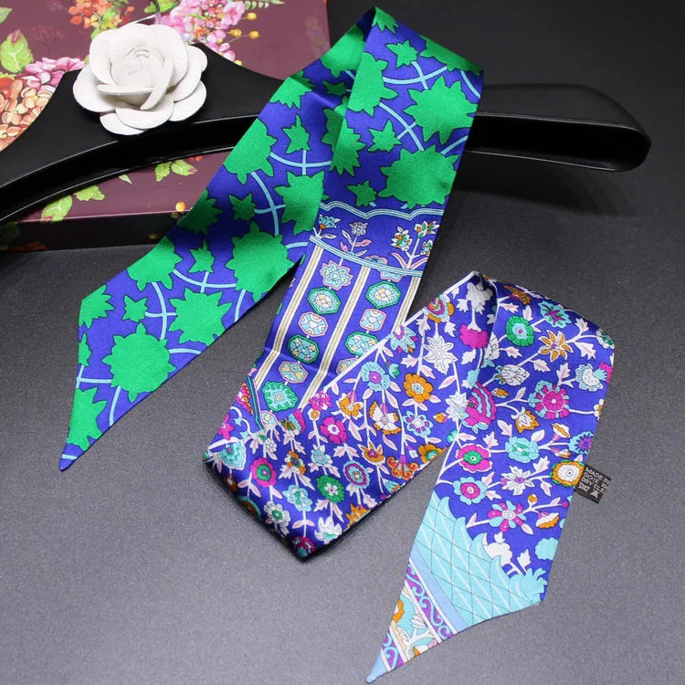 2 Headband Women Small Ribbon Multi-function Fashion Lady Silk Riband Scarves Handbag Scarf Female Clothing Match Bandeaus - Color: 2