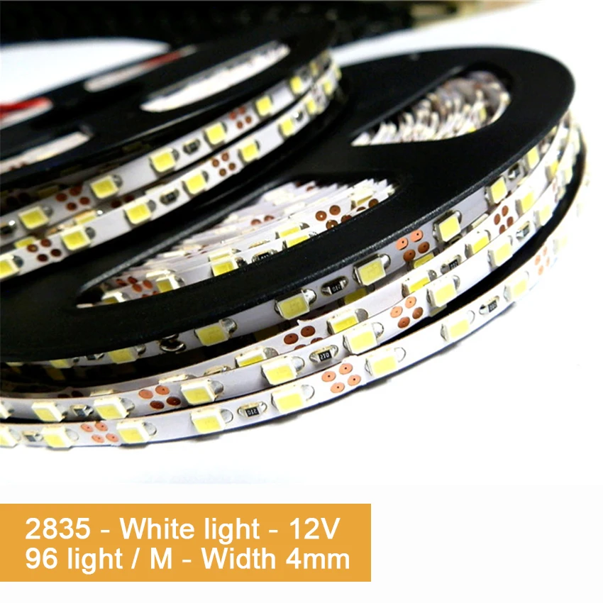 

12V 2835 LED Strip 4mm 9000-12000K Slim Strip IP20 Non-Waterproof 96leds/M 5m/Roll LED Strip white PCB