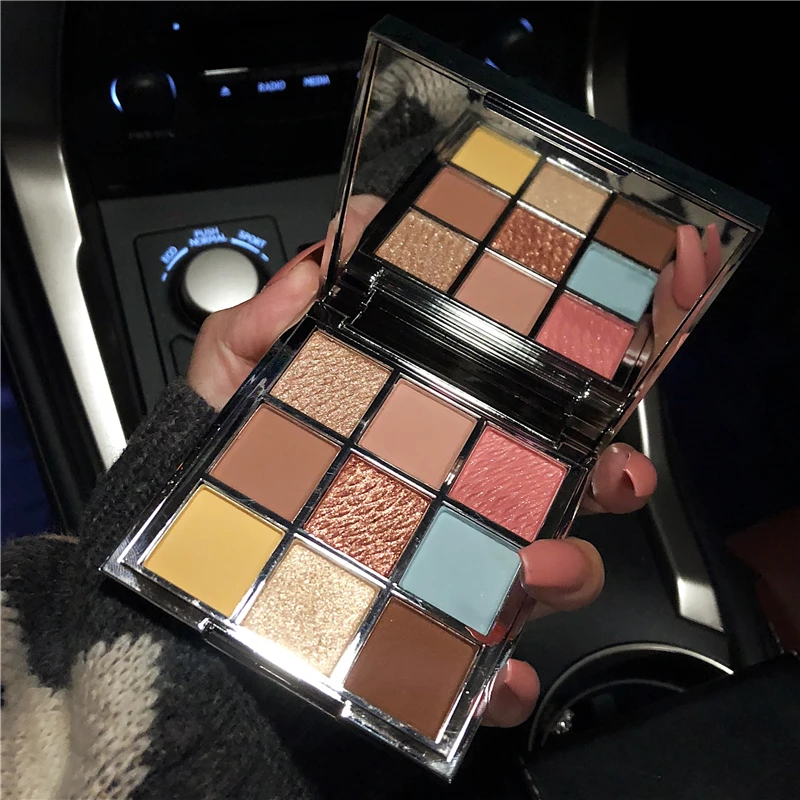

9Color Nude Shimmer Matte Eyeshadow Palette Glitter Pigmented Smoky Smooth Eye Shadow Pallete Waterproof Cosmetic Makeup Palette