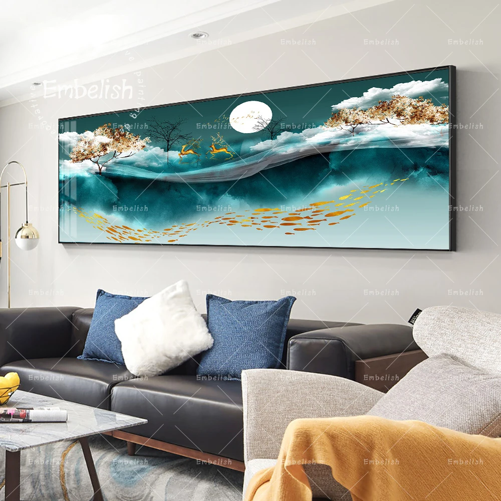 

1 Pieces Modern Style Mountains And Animal Deer Landscape Wall Art Pictures For Living ROom Home Decor Poster HD Canvas Painting