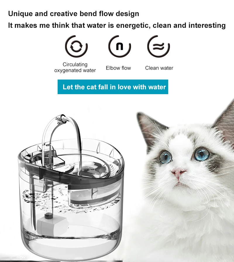 Автоматический фонтан для воды кошек на 1 8 л с краном диспенсер собак прозрачный