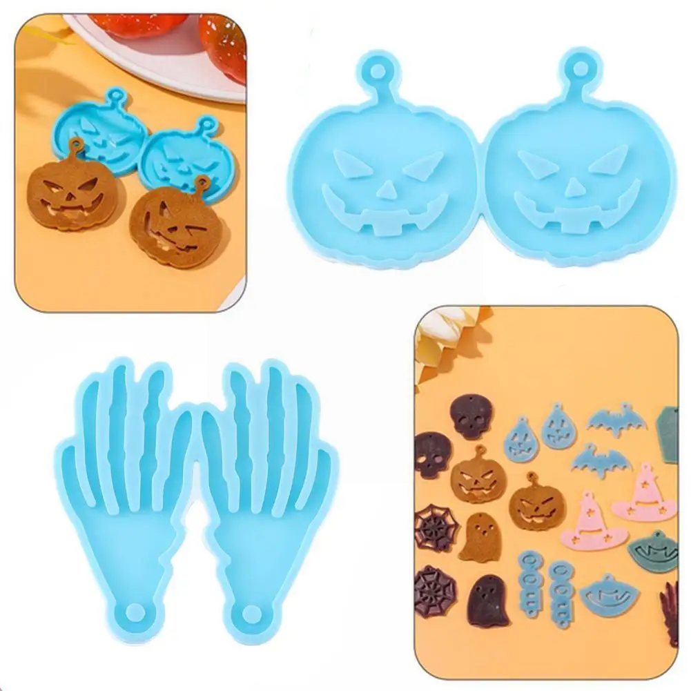 

7 Styles/halloween Earrings Resin Silicone Molds Diy Keychain Jewelry Pendants Epoxy Resin Molds Easter Jewelry Molds For R X9a7