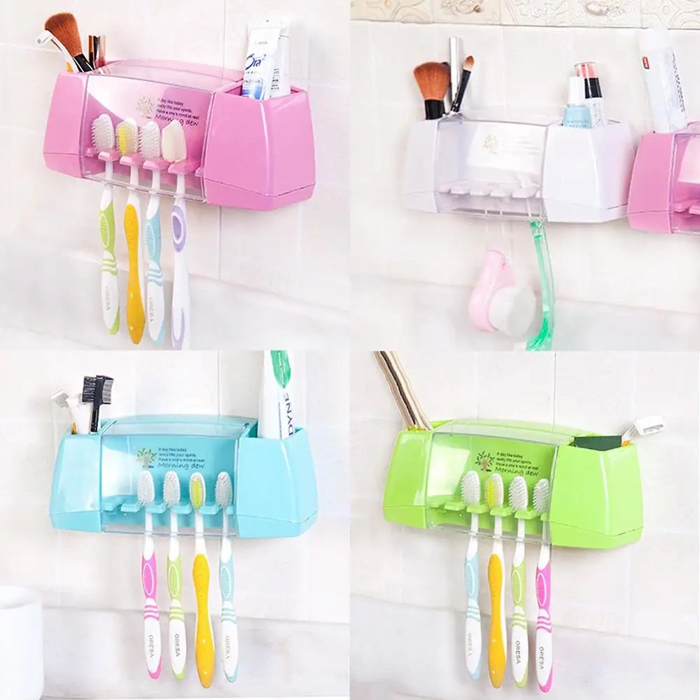 

Toothbrush Holder Multifunction Storage Box Bathroom Accessories Save Space Durable Wall Stand Toothpaste Dispenser Dropshipping
