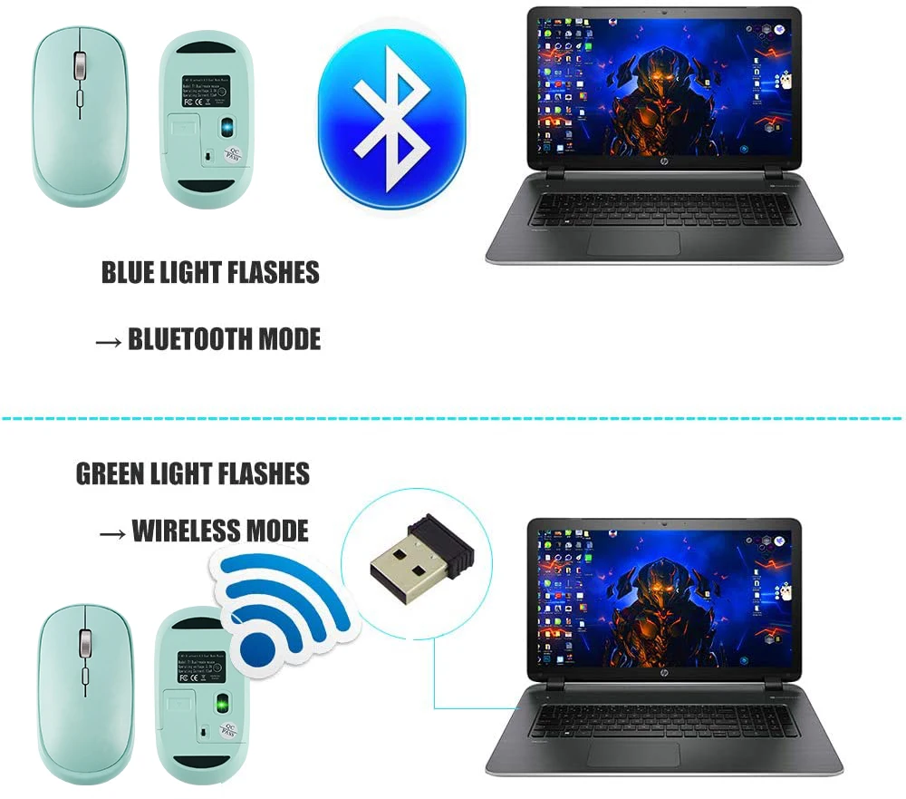 USB оптическая беспроводная мышь ультратонкая Bluetooth эргономичная игровая 1600DPI