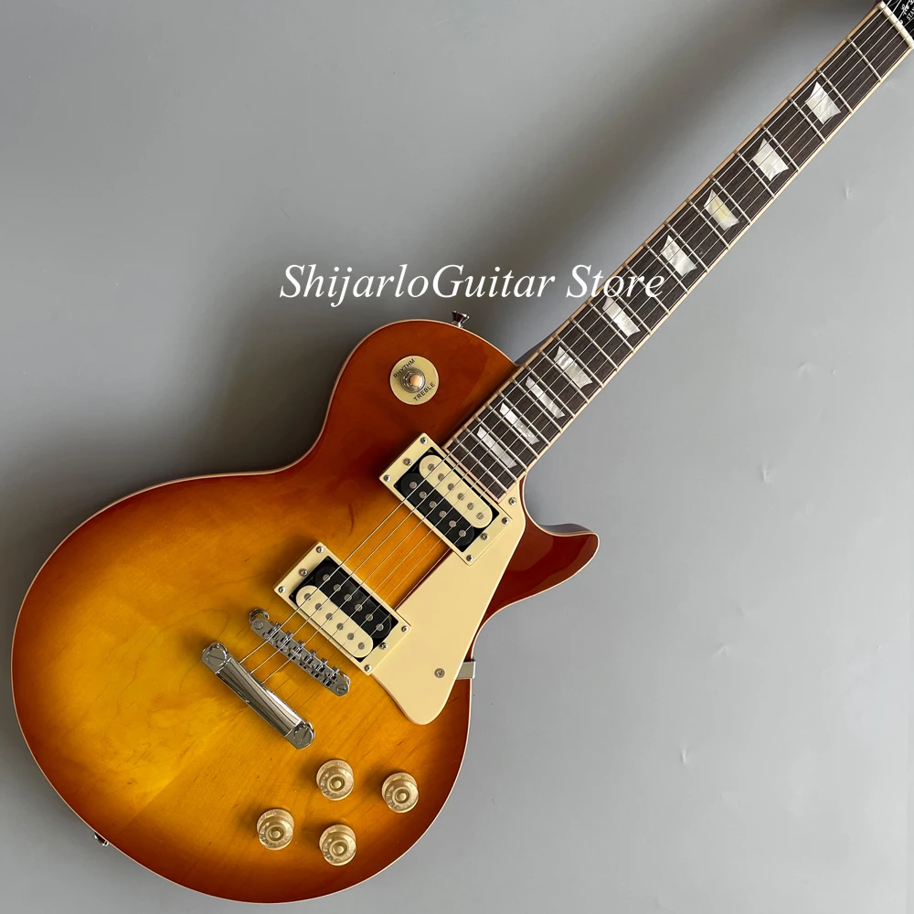 

Custom LP electric guitar, red edge champagne body, rosewood fingerboard, chrome hardware,2 pickups, free shipping