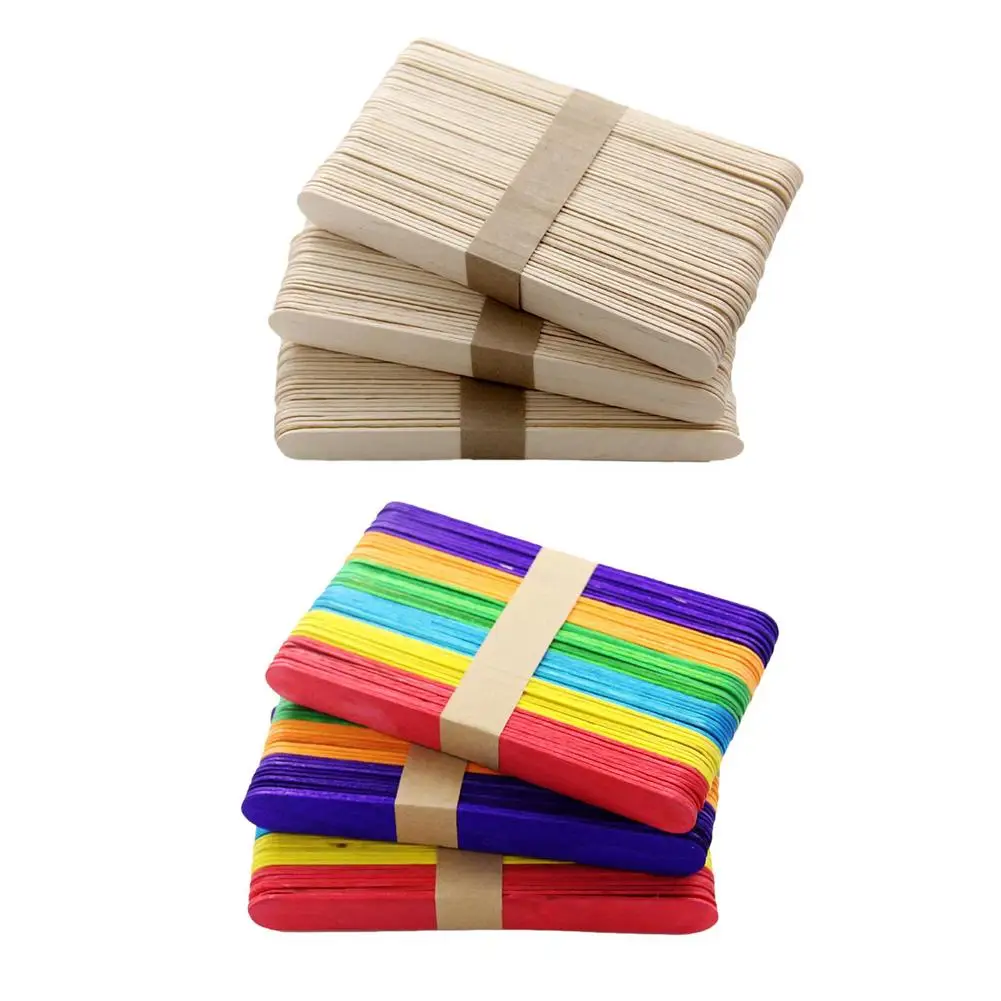 

50Pcs Colorful Hand Craft DIY Wooden Sticks Popsicle Ice Cream Sticks Educational Toys For Children Kids Baby DIY Craft Supplies