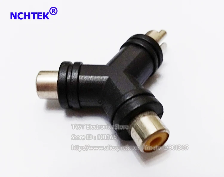 NCHTEK RCA Male To 2 Jack Женский аудио адаптер Y сетевой разъём разветвитель/Бесплатная