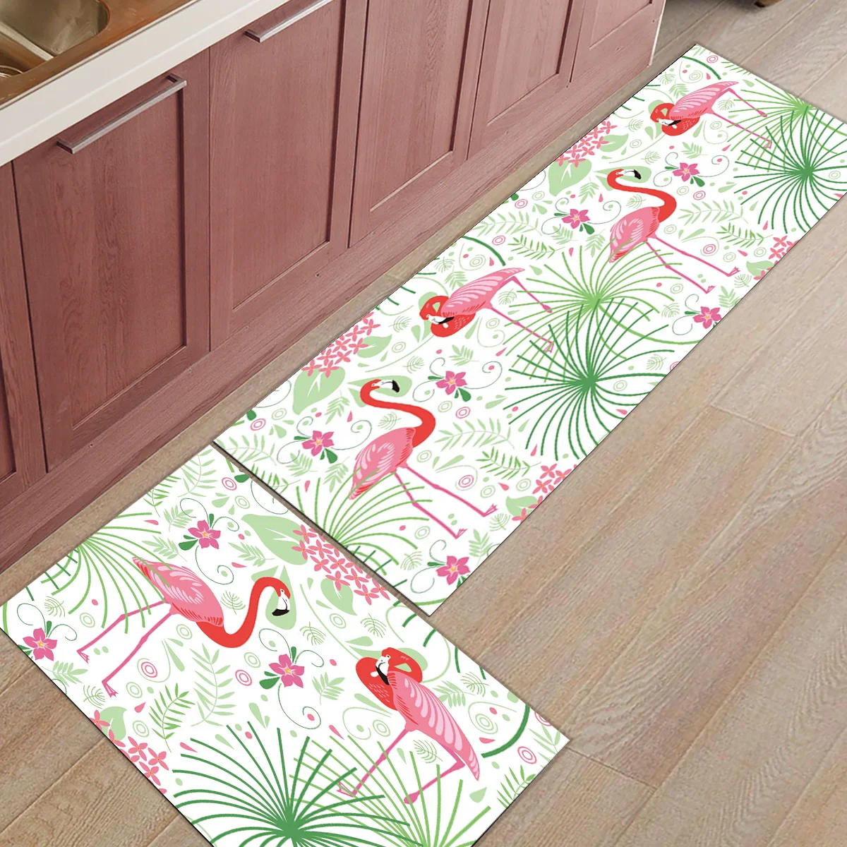 

Flamingo Flowers Tropical Jungle Door Mat Set Carpet In The Living Room Rug for Kitchen Bath Mat Home Decor Entrance Door Mat