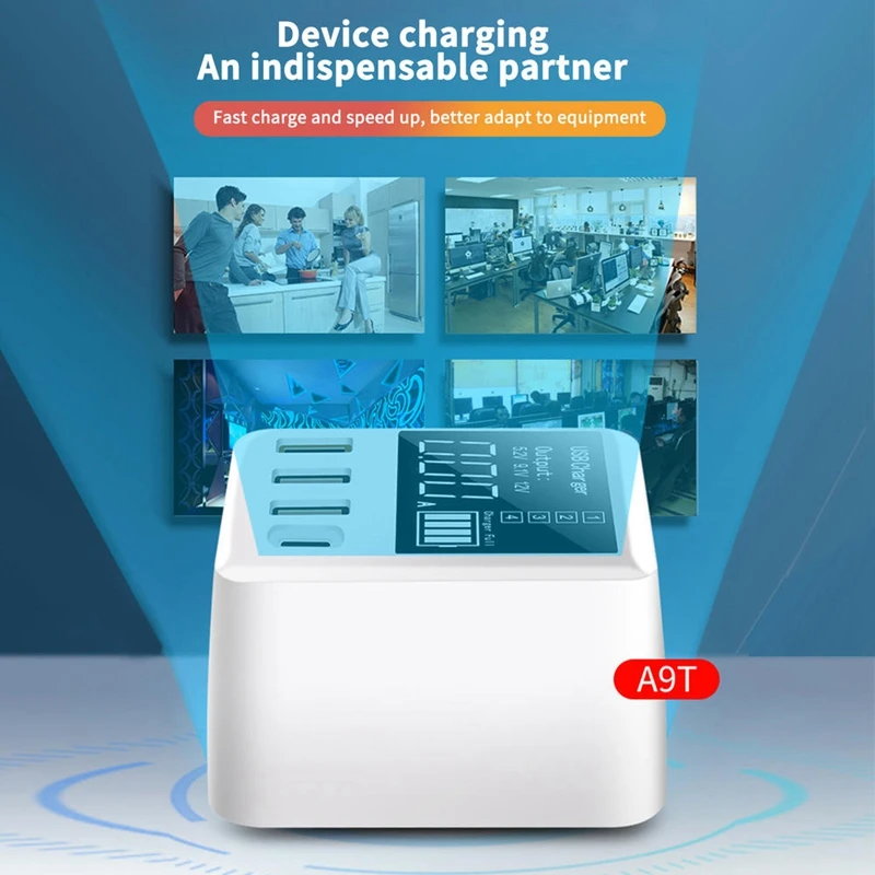 

4 Ports 3.0 USB Charger 30W Fast Charge PD/USB Type C Charging for iPhone 12 Samsung LED Display Mobile Travel