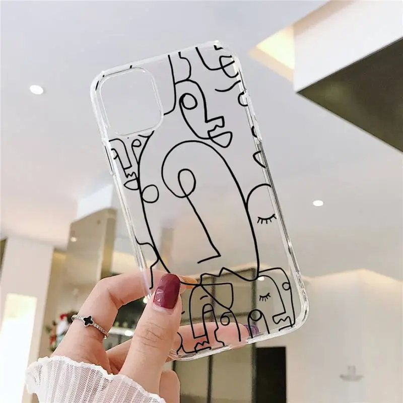 

Funny Face Abstract Cartoon Phone Case Transparent for iPhone 6 7 8 11 12 s mini pro X XS XR MAX Plus SE cover funda shell