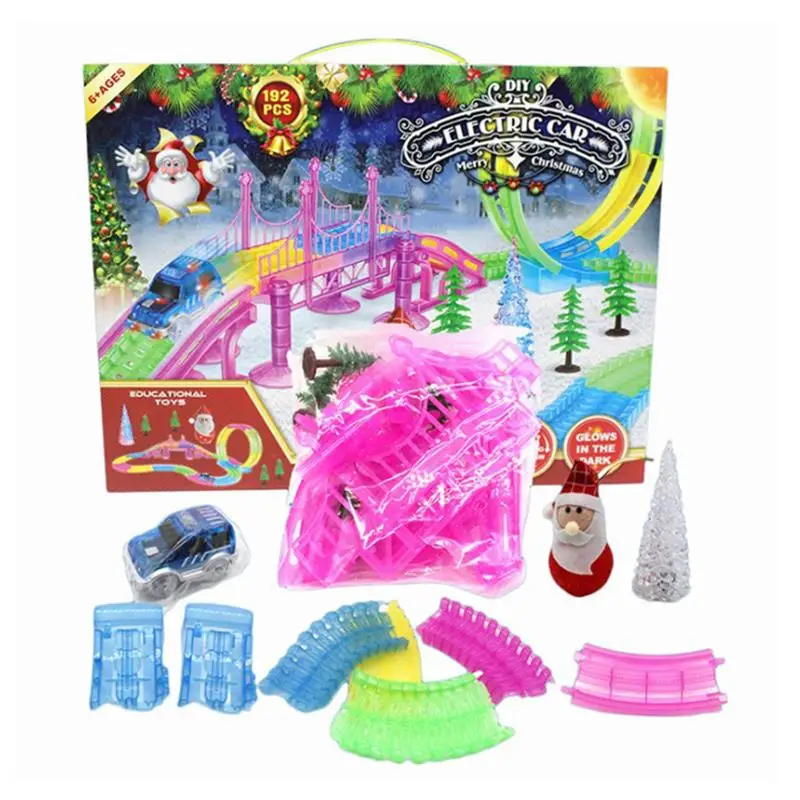 

Christmas Rail Car Assembling Toy With Light Luminous Track Racing Toy Christmas Theme Luminous Rail Car Children Gift Navidad