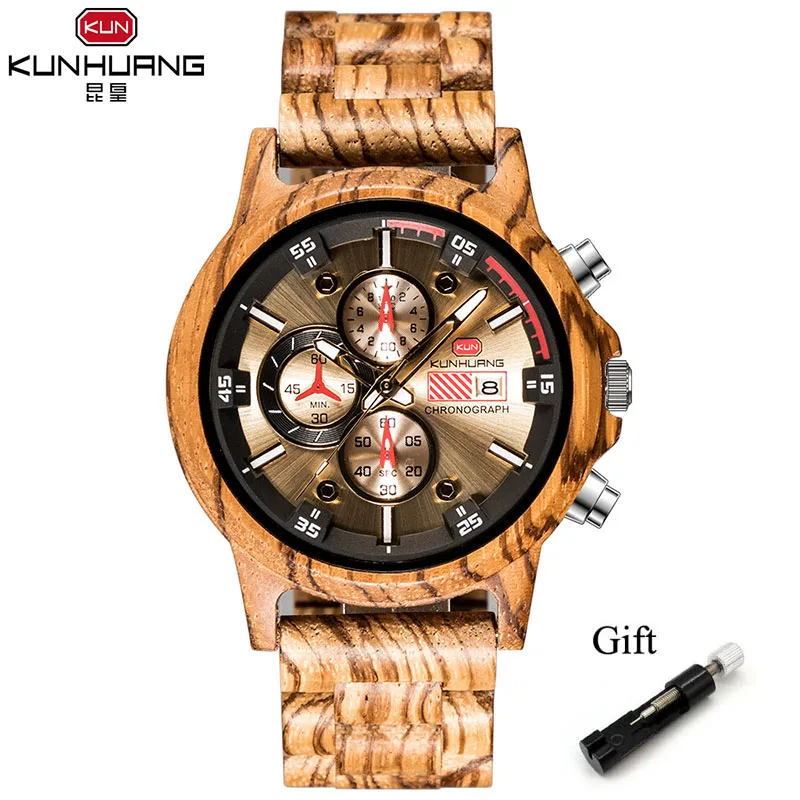 Zebra деревянные часы люксовый бренд спортивные для мужчин полные кварцевые