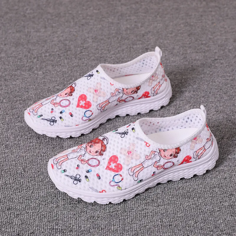 Zapatillas de deporte con estampado de enfermera y Doctor para mujer  Zapatos planos transpirables