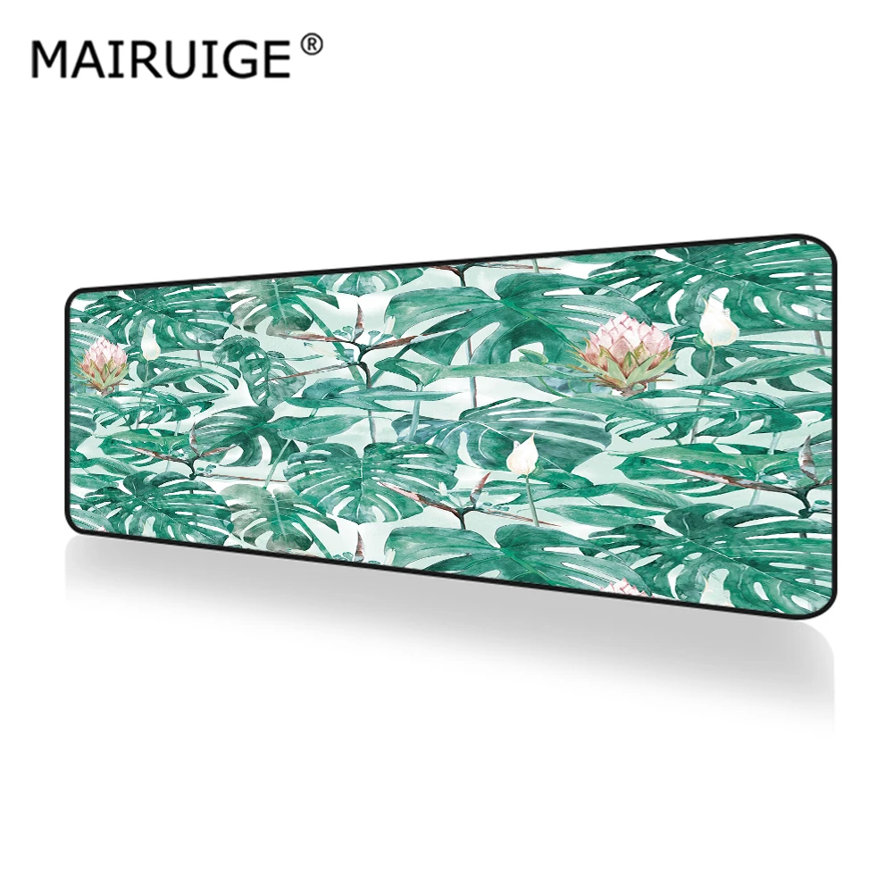 

Large Mouse Pad Banana Leaf Tropical Rainforest Mouse Mat Cactus Green Leaf Landscape DIY Custom Keyboard Pad Mousepad 900x400mm
