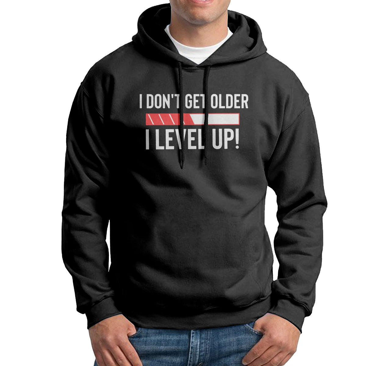 

Мужская толстовка с капюшоном I't Get Older I Level Up, толстовка из чистого хлопка в винтажном стиле, серая толстовка, рубашка