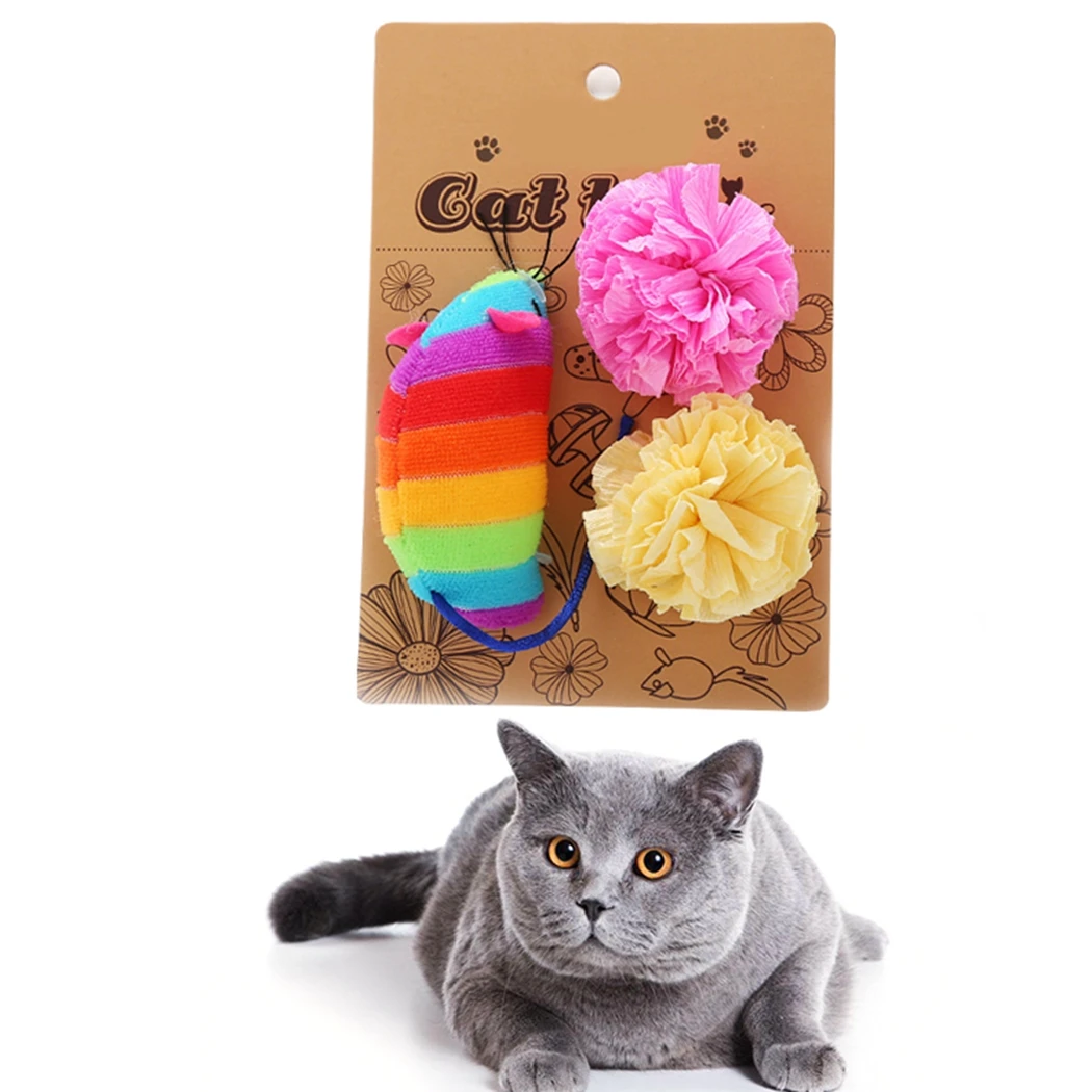 

3pcs Cat Toy Set Pet Interactive Cat Chew Mouse Kitten Playing Ball Toys for Cats Kitten Interactive Funny Pet Products