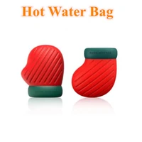 creative silicone hot water bottle water injection hand warmer warm water bag mini christmas gloves socks warm baby xmas gift