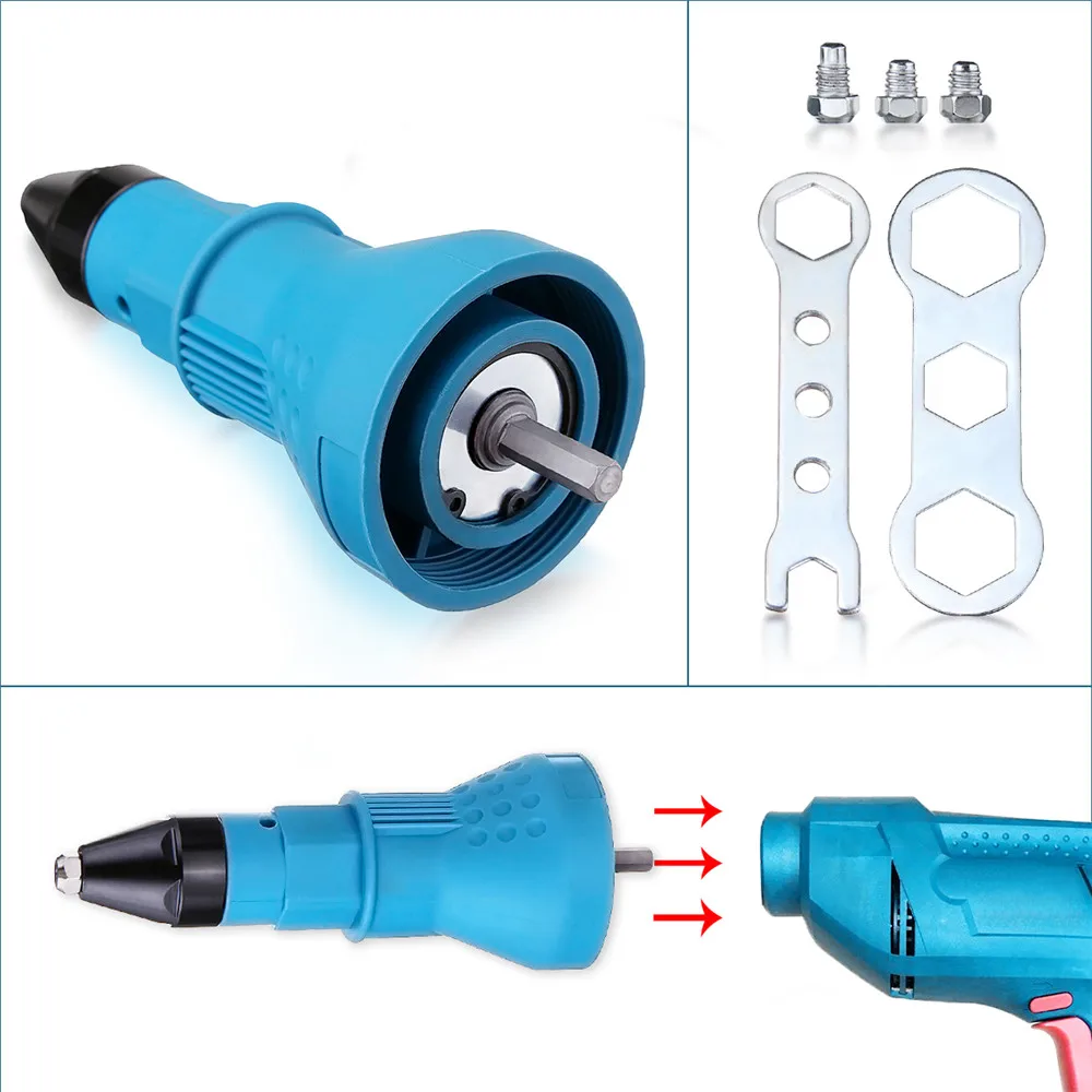 

Electric Rivet Nut Gun Riveting Tool Cordless Riveting Drill Adaptor Insert Nut Tool Riveting Drill Adapter 1.8/2.4/2.8/3.2mm