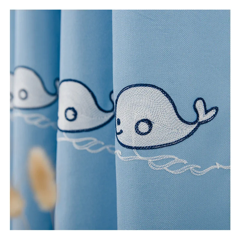 

Fresh And Lovely Children's Room Cartoon Ship Dolphin Shading Curtains For Living Dining Room Bedroom.